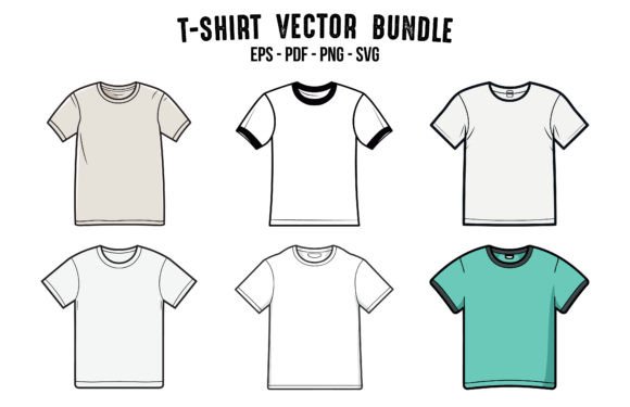 Colored T-shirt Vector Template Bundle