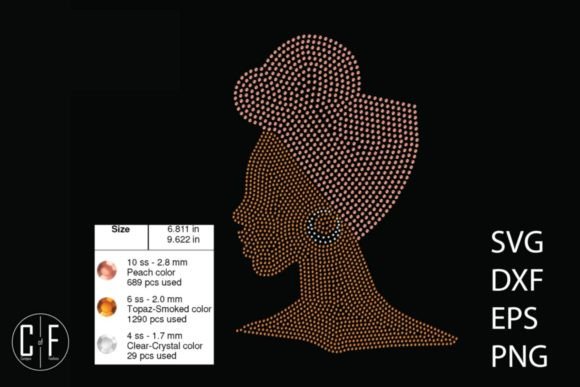 Headwrap Woman Rhinestone Template: Graphics for T-Shirt Designs