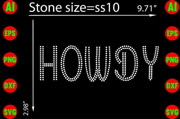 HOWDY Rhinestone Template: Graphics for T-Shirt Designs & Handmade Goods