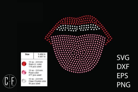 Lips and Tongue Rhinestone Template: Graphics for Bold T-Shirt Designs