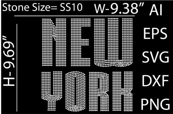 Printable New York Rhinestone Template for Graphics & T-Shirt Designs