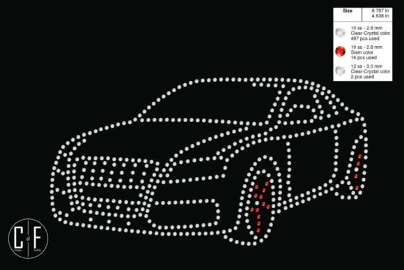Sports Car Rhinestone Template: Graphics for T-Shirt Designs